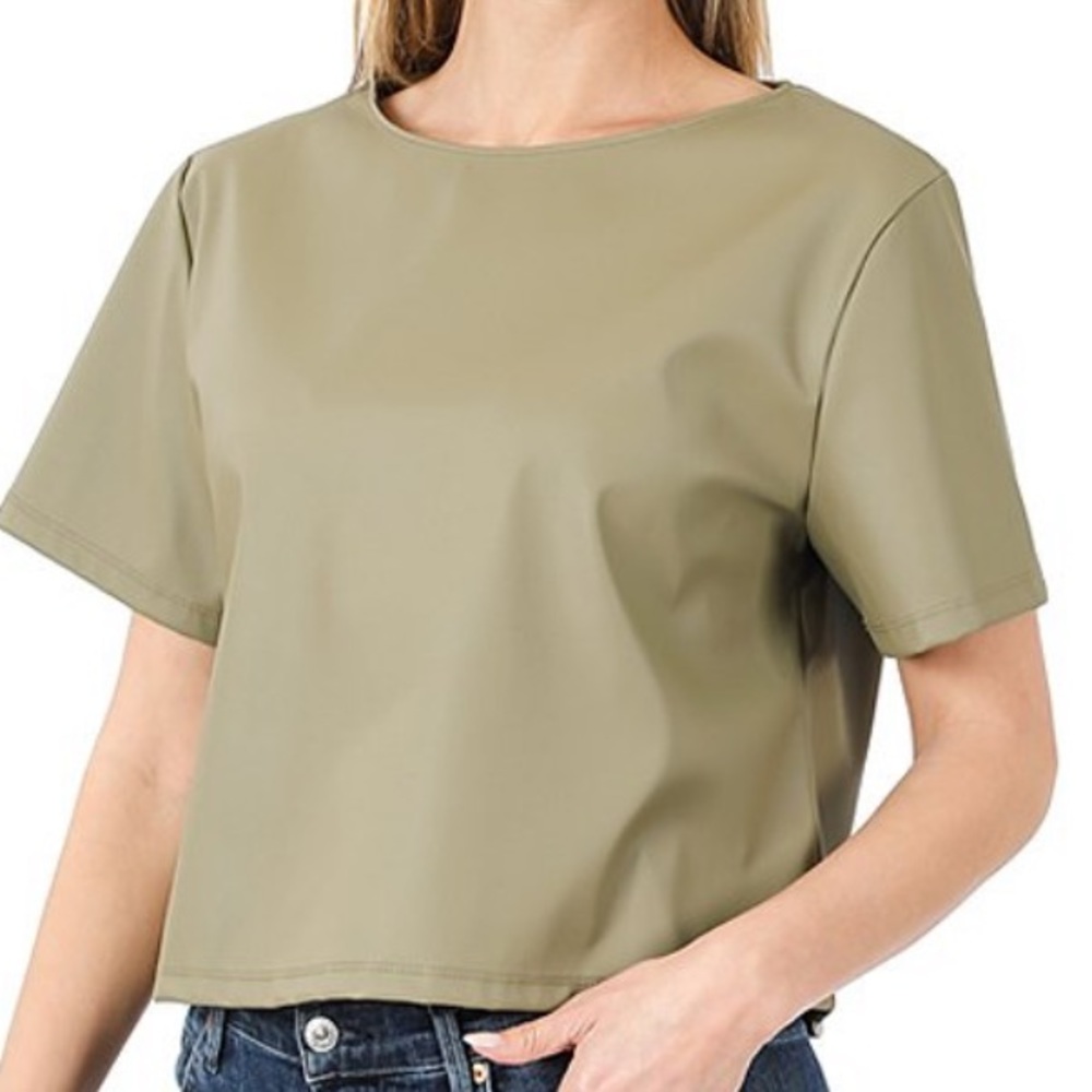 Used once Olive Crewneck Short-Sleeve Top